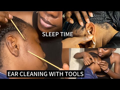 EAR CLEANING ASMR WITH HEAD MASSAGE SCALP SCRATCHING WITH GUM CHEWING