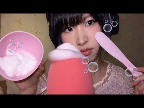 ASMR shaving foam on foam cover | mic scratching 🫧