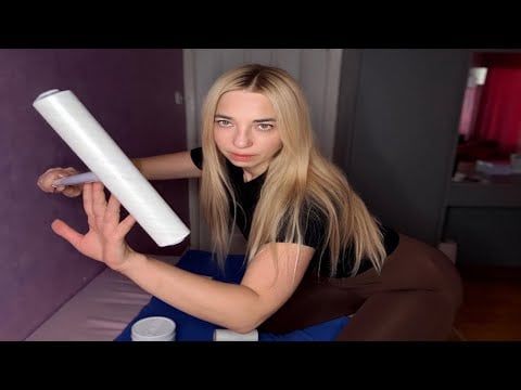 ASMR Lint Roller Massage 💜 Soft-Spoken Cleaning You with Gentle Rolling Sounds