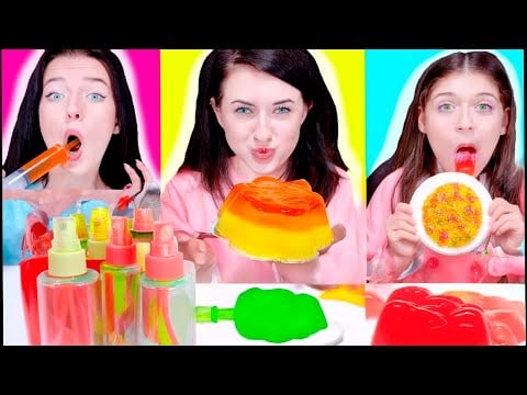 ASMR Pink vs Green Jelly Noodles & Jello Shooters ASMR Best Compilation