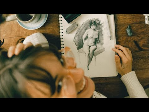 watch your french artist friend sketching (asmr soft spoken)