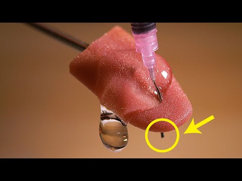 [ASMR] Sound of tongue piercing in 3 ways (subtitles, syringe, safety pin, needle)