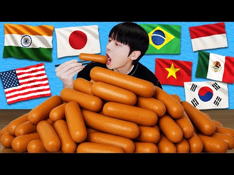 ASMR MUKBANG: 세계 요리 먹방 소시지 특집! DIY Sausage Eating Sound