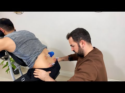 ASMR MASSAGE WAİST - DRY CUPPİNG AND MASSAGE GUN