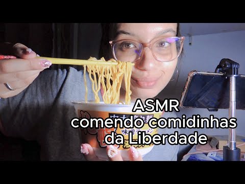 ASMR comendo comidinhas da Liberdade 🍜🍡😴