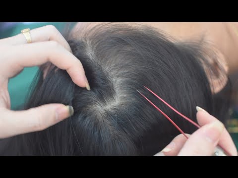 ASMR Nape Exam And Parting Hair With Tweezers / Relaxing Hair Sounds For Relaxation