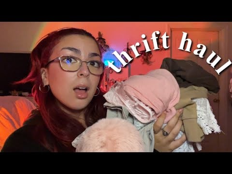 ASMR thrift haul 🩷 fabric scratching, mouth sounds, rambles