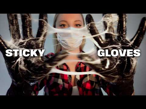 ASMR - XS Size Black Gloves (part 2) - Wet, Sticky & Squishy Sounds | Lotion and Soap [No Talking]