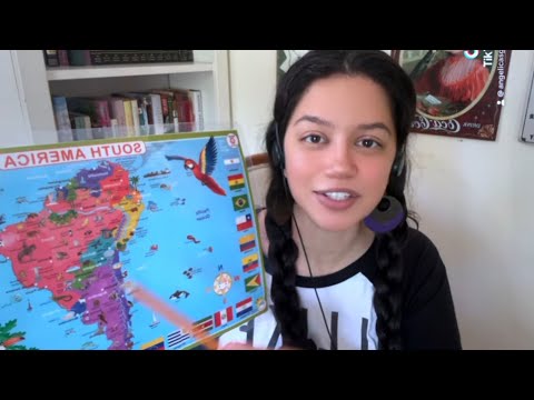 asmr • soft geography teacher | map of South America | (part I. countries)