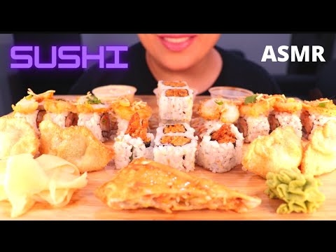 ASMR SUSHI & DUMPLINGS MUKBANG 먹방 (EATING SOUNDS) *BONUS* DESSERT 인기있는 NO TALKING| Mandy Foods ASMR