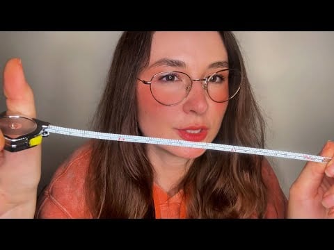 ASMR measuring your face with tiny measuring tape and wooden ruler📏 