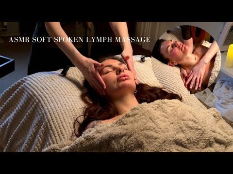 ASMR Soft Spoken Lymphatic Drainage Massage to help her sleep. Jade Comb & Scalp Massage.
