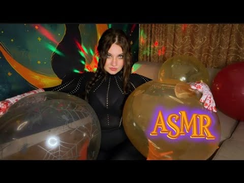 Halloween Special ASMR  | Balloons, Gloves & My SpaceHopper Ball  💛 