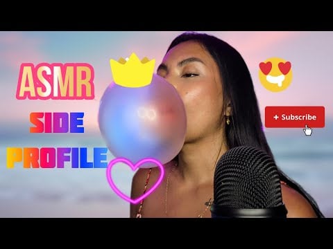 ASMR Chewing Bubblegum In A Side Profile , Super Satisfying Chewing Sounds