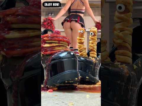 Pancakes vs. Mummy Dogs! Crushing Food in High Heels! Oddly Satisfying! ASMR