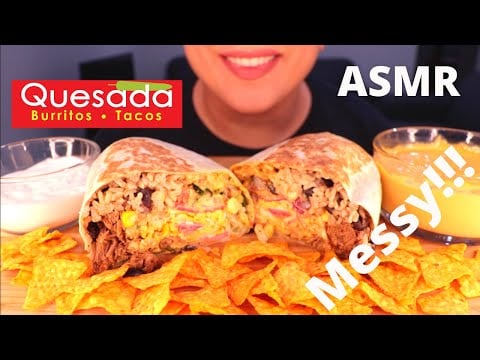 ASMR GIANT BURRITO MUKBANG *EXTREMELY MESSY* (EATING SOUNDS) | Mandy Foods ASMR