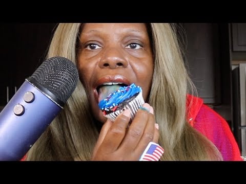 July Fourth Cupcakes Treats ASMR Eating Sounds