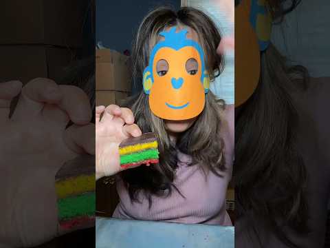Punch the Monkey eats Rainbow Cake #asmr #mukbang #cake #cosplay #punch #asmreating