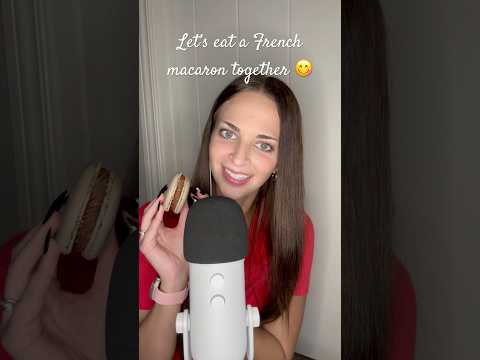 ASMR Mukbang — Eating a Chocolate French Macaron 😋 #asmrsounds #mukbang #asmrvideos
