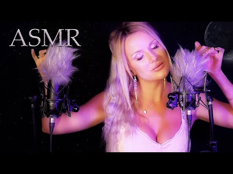 1 HOUR ASMR💜 for DEEP Sleep (Ear to Ear Whispers, Fluffy Mics Scratching, Rain Sounds)