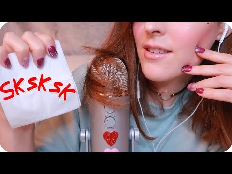 ASMR ♥️ Tissue Crinkling, Sksk(skl), Hair on Mic, and Breathing Sounds for Relaxation