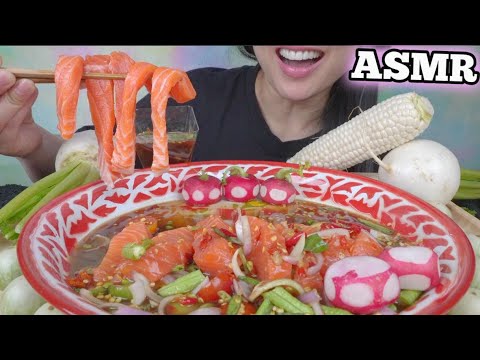 ASMR *THE BEST SPICY SALMON + FRESH VEGGIES + CHICKEN SKIN (EATING SOUNDS) NO TALKING | SAS-ASMR