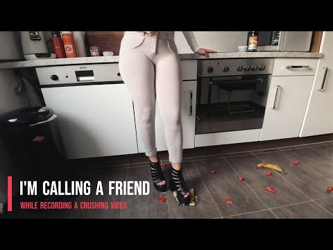 Stepping on fruits while checking your comments and calling a friend #crush #shoes #legs #heels