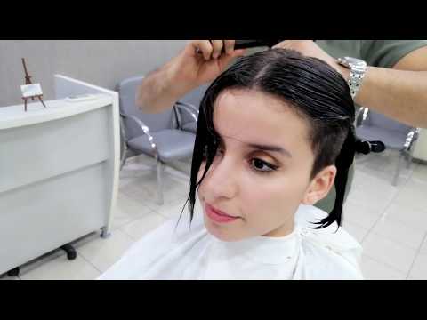 ASMR Turkish Barber Side swept undercut, textured layer cut for beautiful lady and foamy hair wash