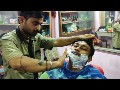 Beard clean shave and face massage with face wash by Indian barber | Relaxing ASMR
