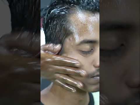 Big Eyes Barber Gua Sha Treatment With Neck And Ear Cracking ASMR #shorts