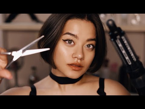 [ASMR] Gently Cut your Hair| Roleplay| Scissors, Shampoo, Hair Dryer| Hair Brushing| Head Massage