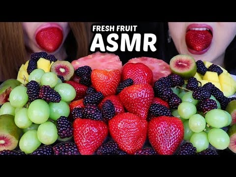 ASMR FRESH FRUIT PLATTER (BLACKBERRIES, STRAWBERRIES, PINK PINEAPPLE, RUBY RED KIWI, GREEN GRAPES)