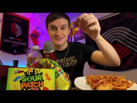 ASMR JUNK FOOD MUKBANG 🍕🍦(eating/ whisper ramble)