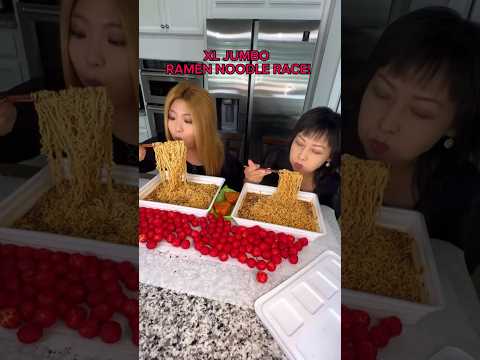 JUMBO RAMEN NOODLE RACE! #shorts #viral #mukbang