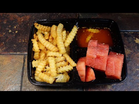 Crunchy Crinkle Fries With Hot Butter Sauce ASMR Eating Sounds