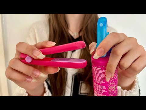 ASMR spraying + straightening your imaginary hair! Hair brushing | hairspray | hair straightening 