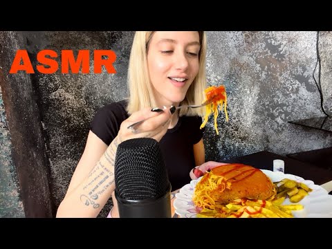 ASMR| eating persian pasta 🍝🥫🥓