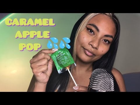 ASMR Caramel Apple Pop Lollipop Mouth Sounds Loop