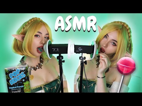 ASMR TWINS Wet Mouth Sounds 🍭 Pop-rocks, Lollipop & Soft Whispering