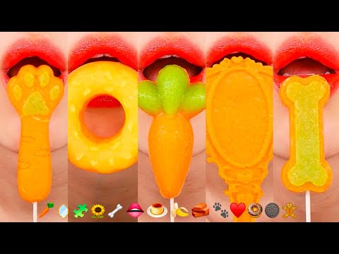 asmr ORANGE EMOJI FOOD  KOHAKUTO 주황색 코하쿠토 이모지 먹방 eating sounds