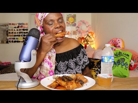 Trying Spice Wing's Fried Oreos JamaicanJerk Red Chili And Bourbon Chicken Wings ASMR Eating Sounds