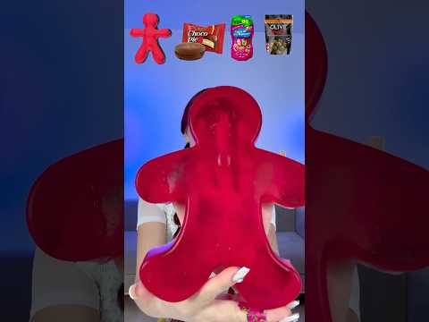ASMR Giant Jelly Ginger Man, Juice Drink, Green Olives  #mukbang
