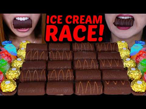 ASMR RACE CRUNCHY MINI DOVE CHOCOLATE  ICE CREAM, FERRERO ROCHER, RAINBOW JEWEL JELLY 먹방