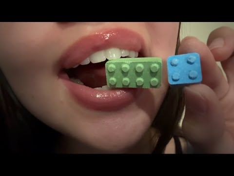 asmr ~ eating lego candy! 🍬 with lots of mouth sounds 💛