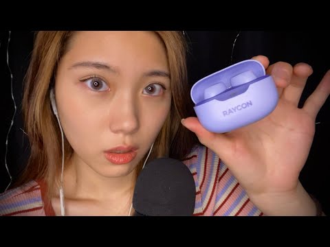 TALKING ASMR | RAYCON EARBUDS REVIEW💜✨( feat. earbuds case )