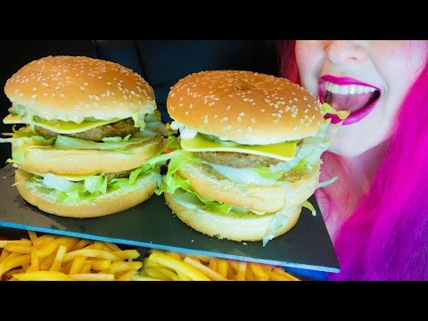 ASMR: Huge Big Macs & Fries | Homemade MCDONALDS! 30k subs~ Relaxing Eating Sounds [Vegan] 😻