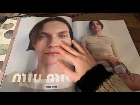 ASMR Vogue Magazine Flip Through • Clicky Close Whisper • Unintelligible • page flipping, tapping