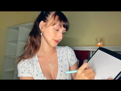 Lofi ASMR ~ Drawing & Mouth Sounds (gum chewing, tongue clicking, pencil sounds, wooden wick candle)