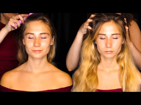 ASMR💕 Stunningly Gorgeous Mercedes gets Back Massage & Hair Brushing w/ Corrina ⚡ Extra Tingles