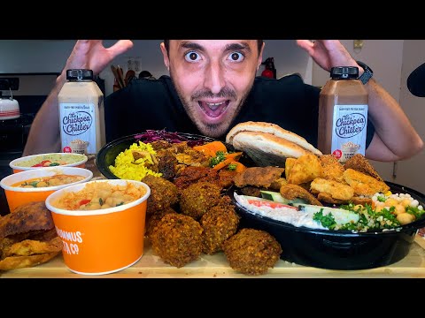 ASMR SHAWARMA FEAST WITH HUMMUS MILKSHAKES ! * Hummus and Pita Co * MUKBANG